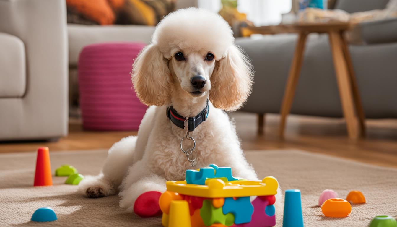 Poodle Engaged with Interactive Toy